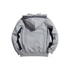 Everanne Unisex Youth Sports Zip-Up Hooded Jacket Windproof Ribbed Hem Gray & Navy
