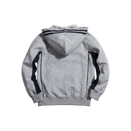 Everanne Unisex Youth Sports Zip-Up Hooded Jacket Windproof Ribbed Hem Gray & Navy