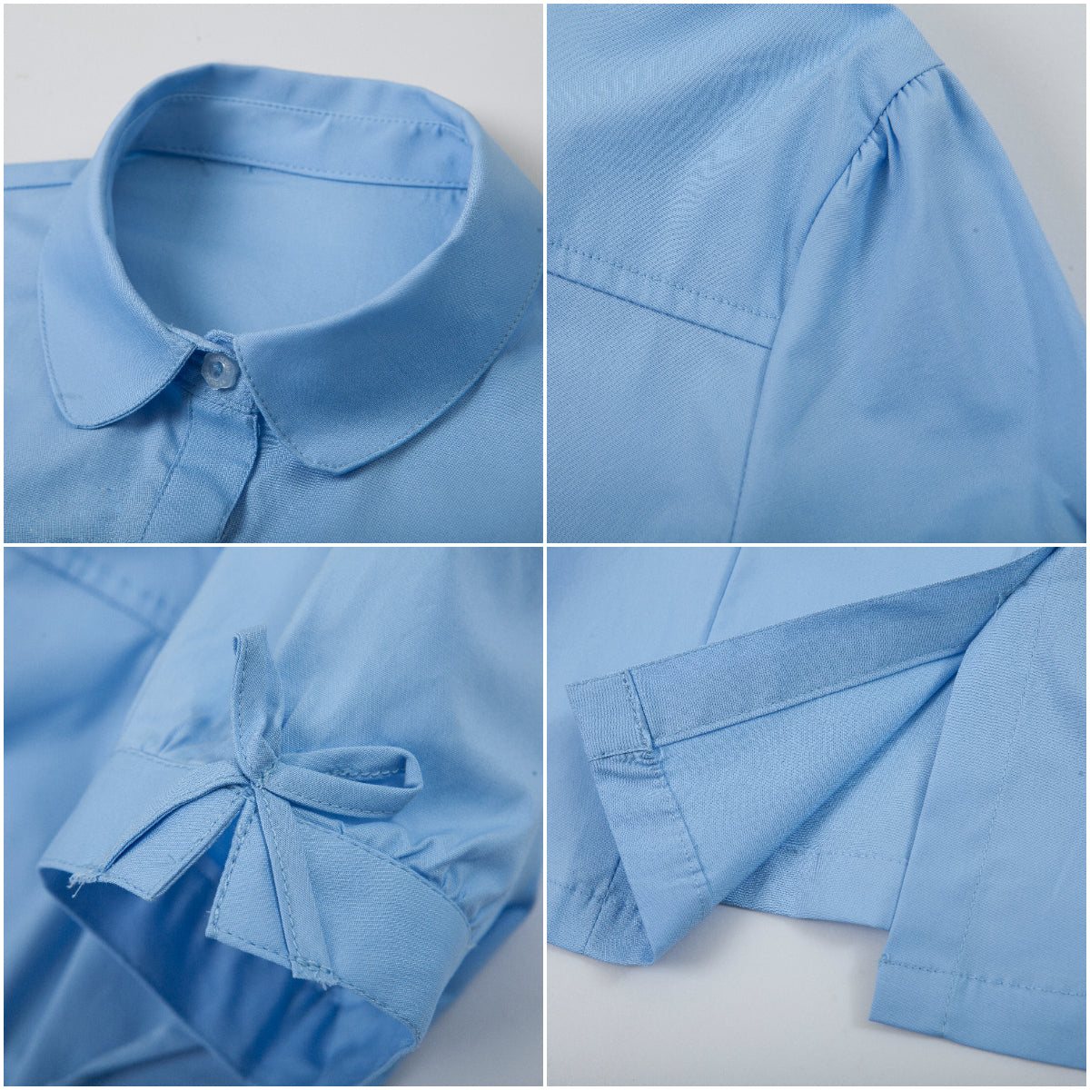 Everanne girls' short-sleeve summer shirt with puff sleeves, casual blue top, perfect for warm weather and everyday wear.